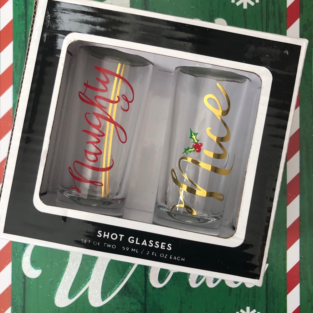 Naughty and Nice 2fl oz shot glasses